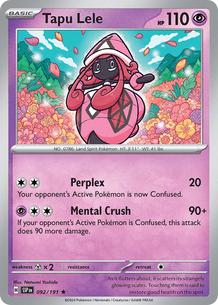 Tapu Lele sv8-92 Rare from Surging Sparks Set