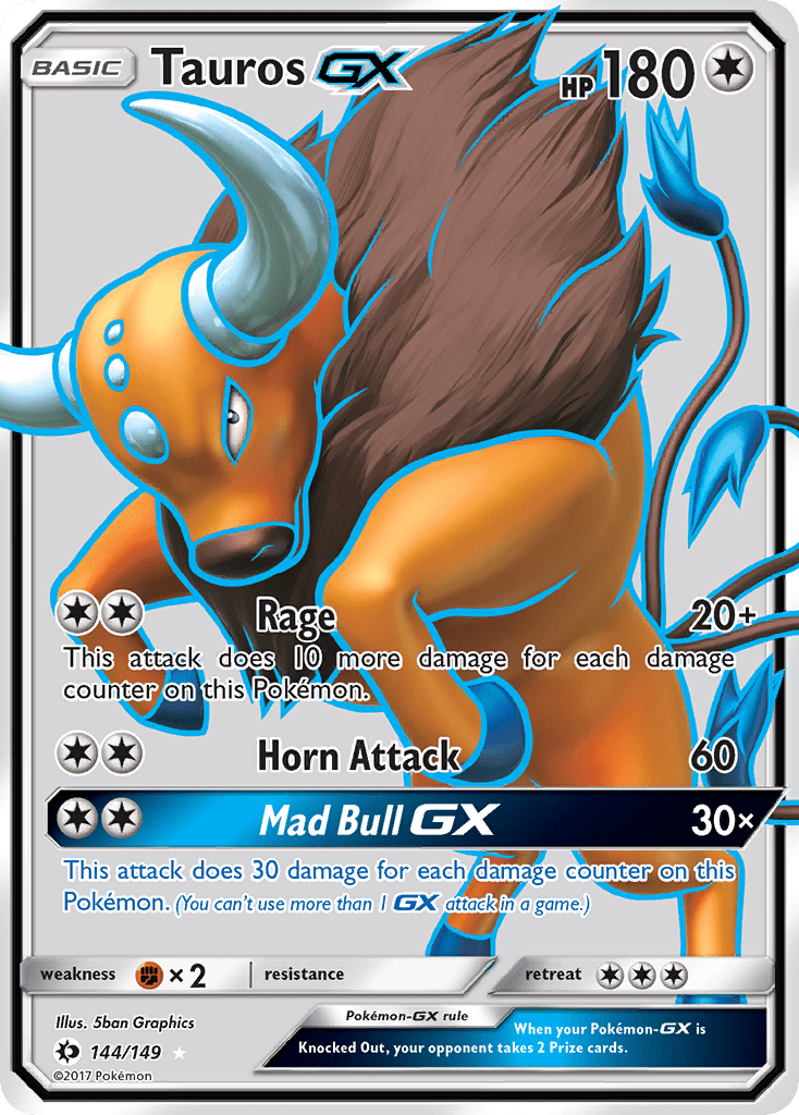 Tauros-GX sm1-144 Rare Ultra from Sun & Moon Set