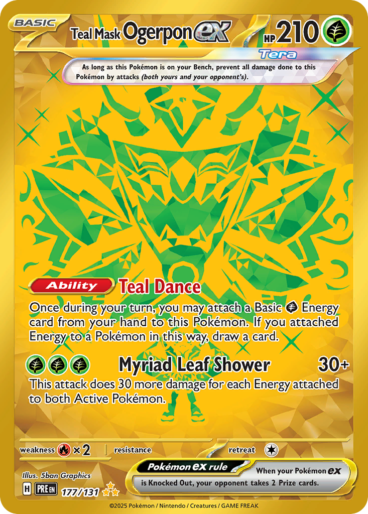 Teal Mask Ogerpon ex sv8pt5-177 Hyper Rare from Prismatic Evolutions Set