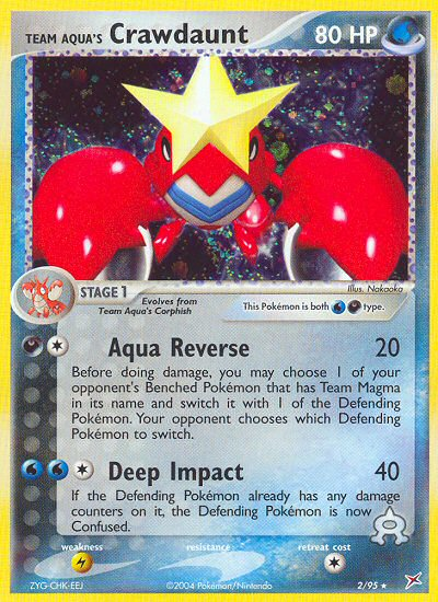 Team Aqua’s Crawdaunt ex4-2 Rare Holo from Team Magma vs Team Aqua Set