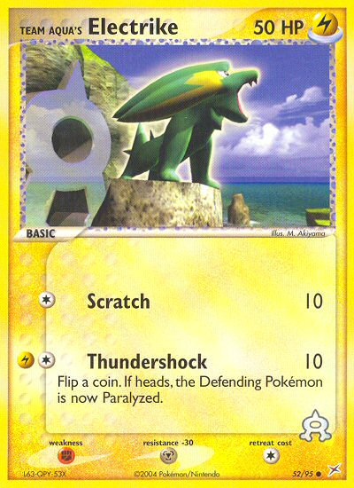 Team Aqua’s Electrike ex4-52 Common from Team Magma vs Team Aqua Set