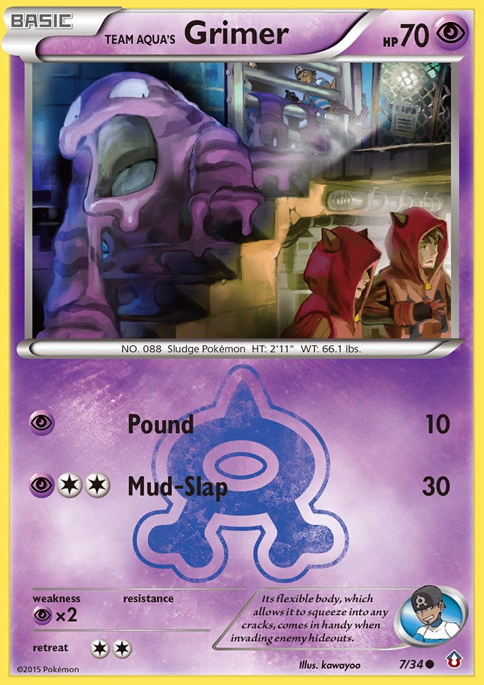 Team Aqua’s Grimer dc1-7 Common from Double Crisis Set