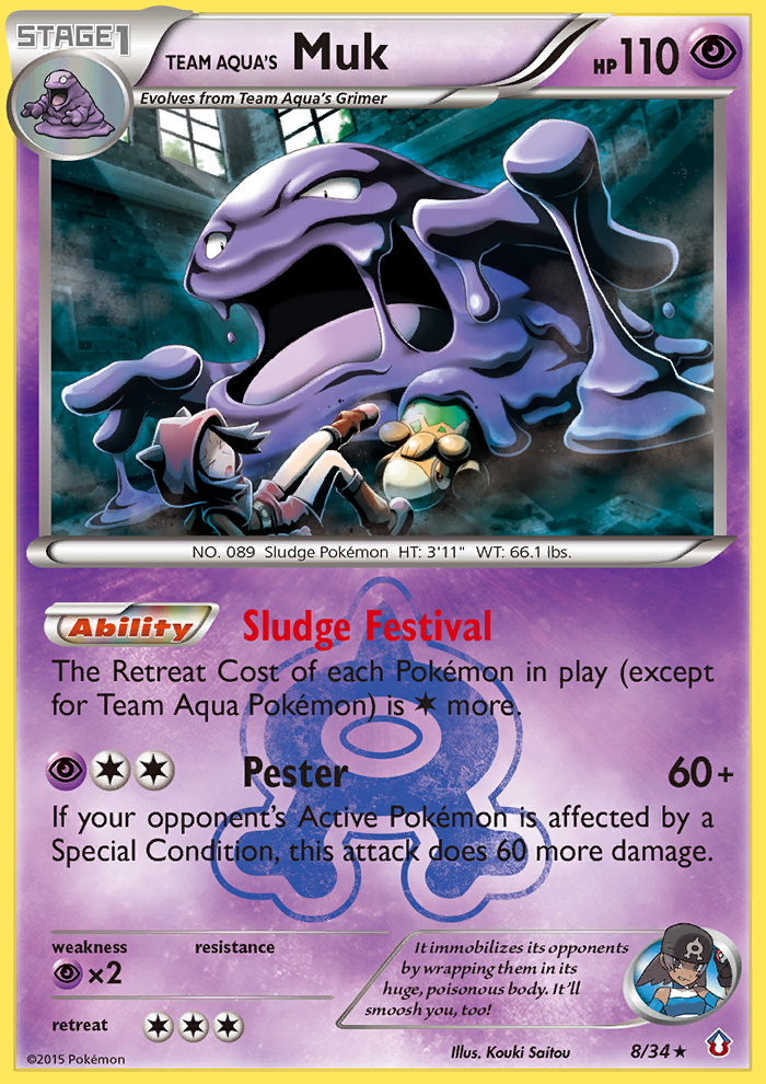Team Aqua’s Muk dc1-8 Rare Holo from Double Crisis Set
