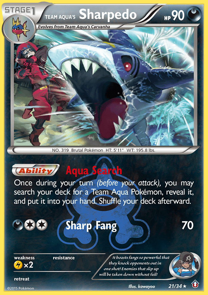 Team Aqua’s Sharpedo dc1-21 Rare Holo from Double Crisis Set