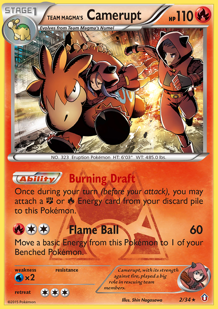 Team Magma’s Camerupt dc1-2 Rare Holo from Double Crisis Set