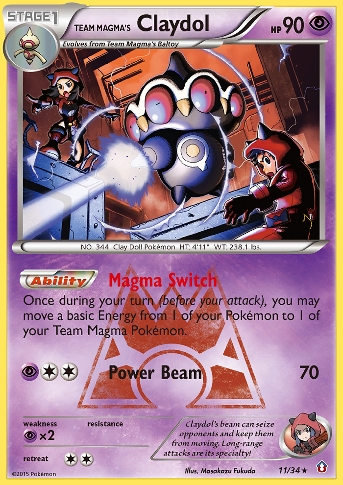 Team Magma’s Claydol dc1-11 Rare Holo from Double Crisis Set