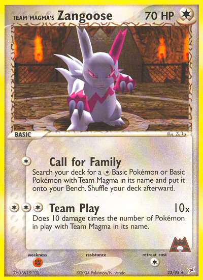 Team Magma’s Zangoose ex4-23 Rare from Team Magma vs Team Aqua Set