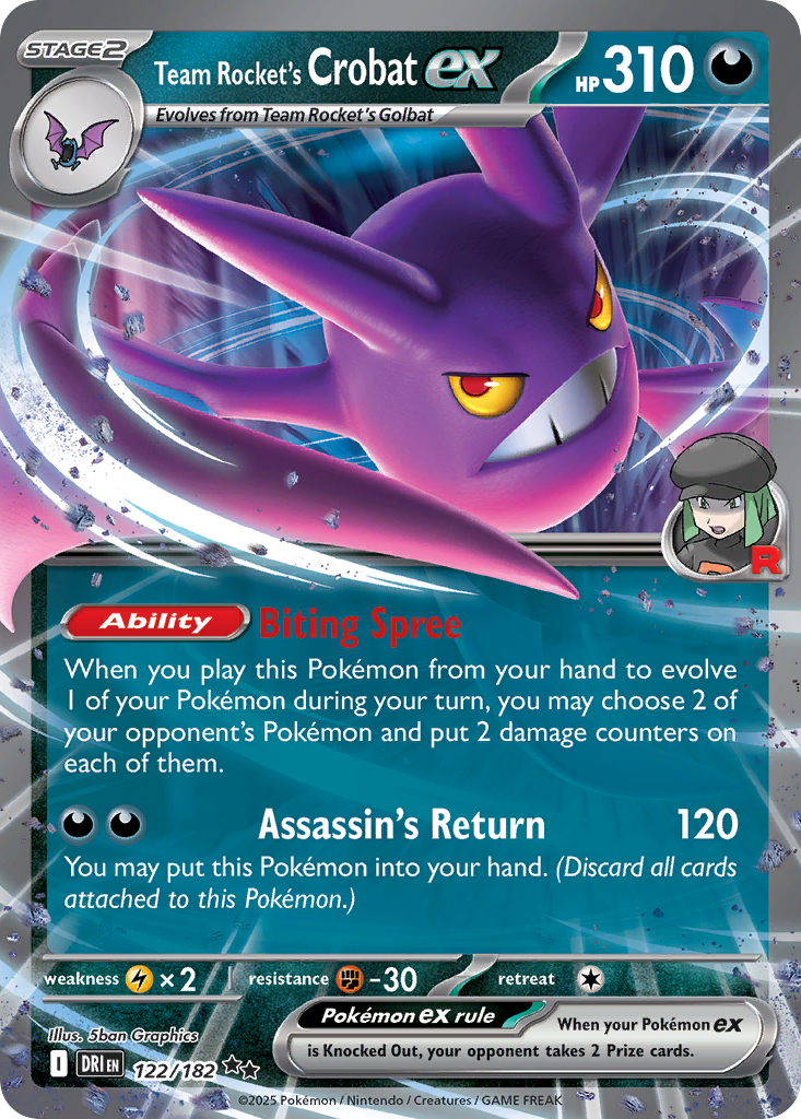 Team Rocket’s Crobat ex sv10-122 Double Rare from Destined Rivals Set