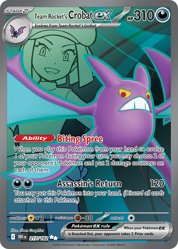 Team Rocket’s Crobat ex sv10-217 Ultra Rare from Destined Rivals Set