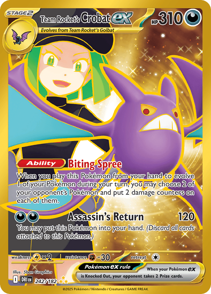 Team Rocket’s Crobat ex sv10-242 Hyper Rare from Destined Rivals Set