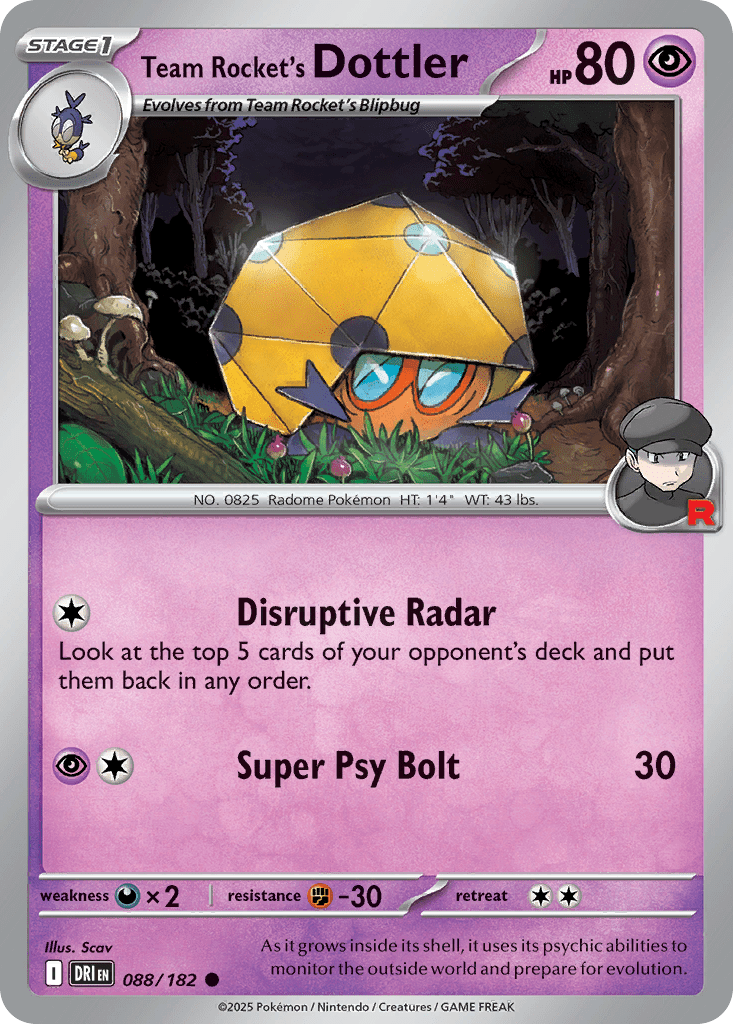 Team Rocket’s Dottler sv10-88 Common from Destined Rivals Set
