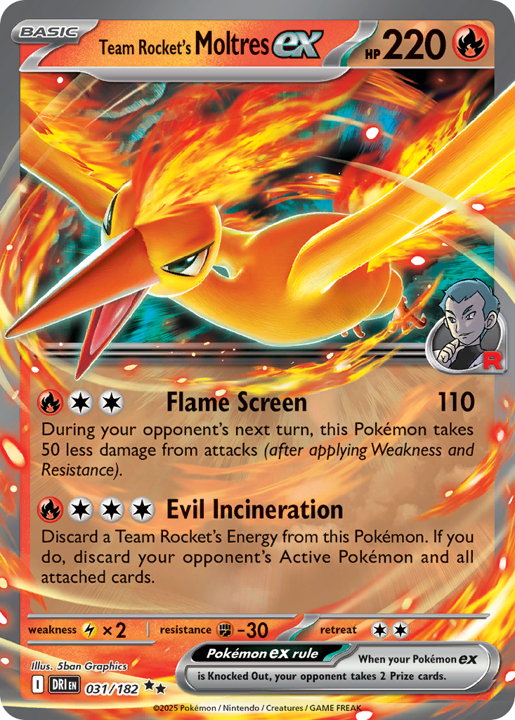 Team Rocket’s Moltres ex sv10-31 Double Rare from Destined Rivals Set