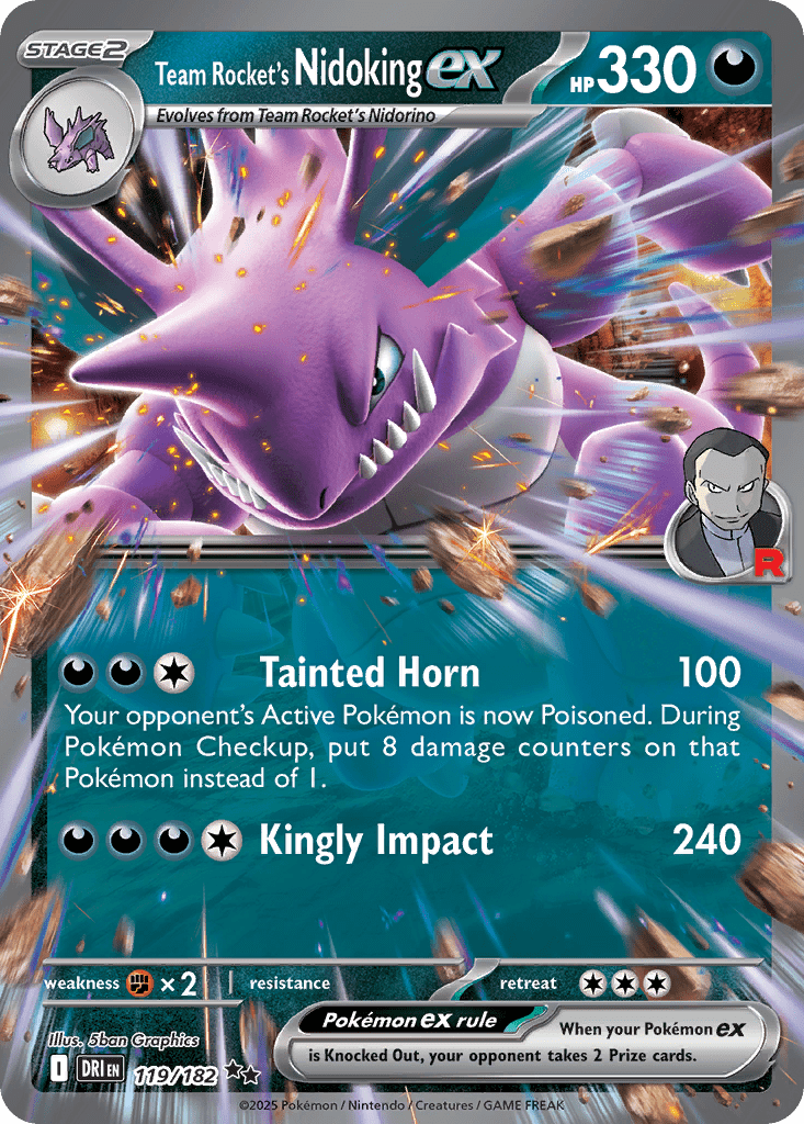 Team Rocket’s Nidoking ex sv10-119 Double Rare from Destined Rivals Set