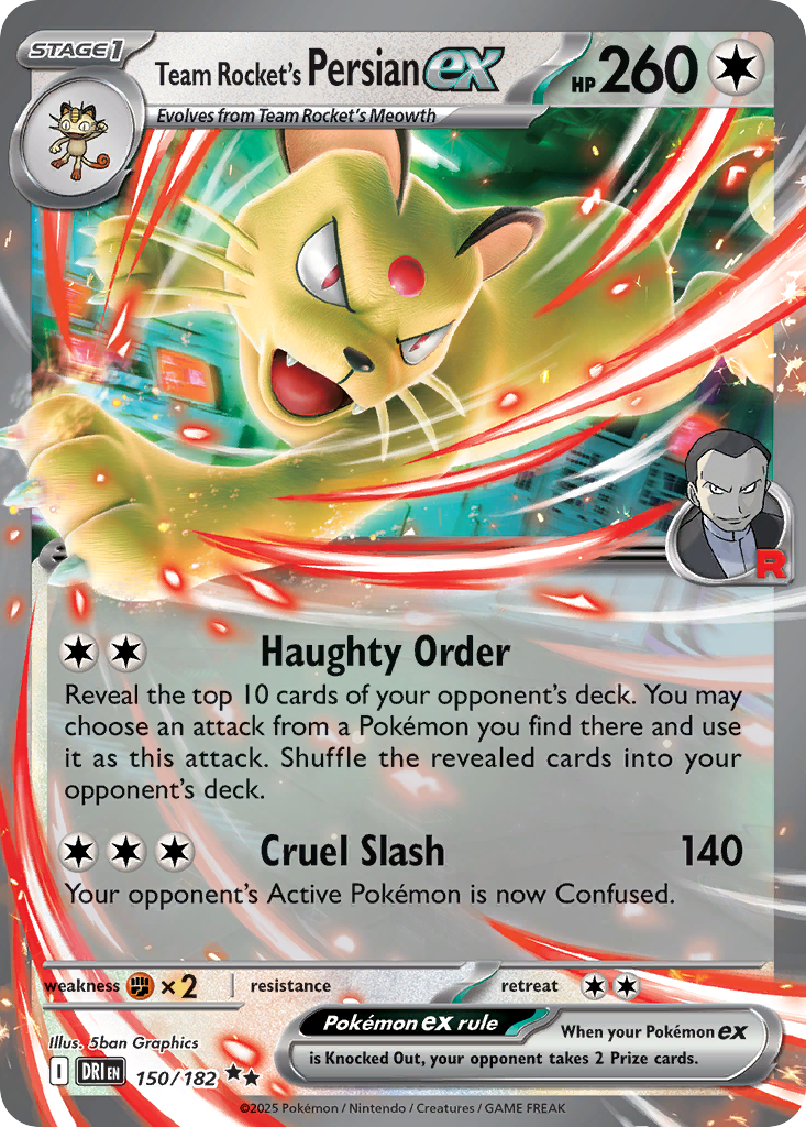 Team Rocket’s Persian ex sv10-150 Double Rare from Destined Rivals Set