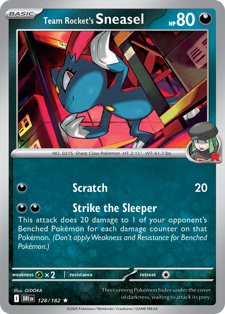 Team Rocket’s Sneasel sv10-128 Rare from Destined Rivals Set