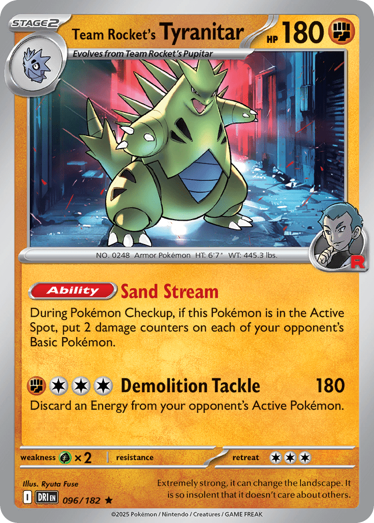 Team Rocket’s Tyranitar sv10-96 Rare from Destined Rivals Set
