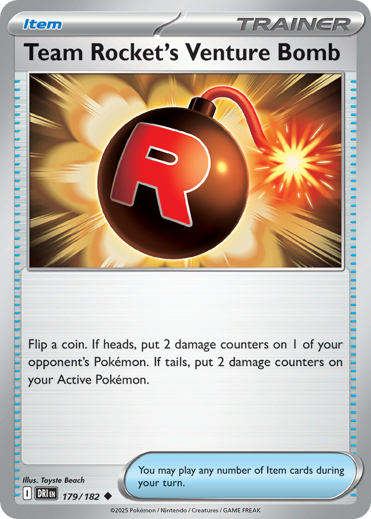 Team Rocket’s Venture Bomb sv10-179 Uncommon from Destined Rivals Set