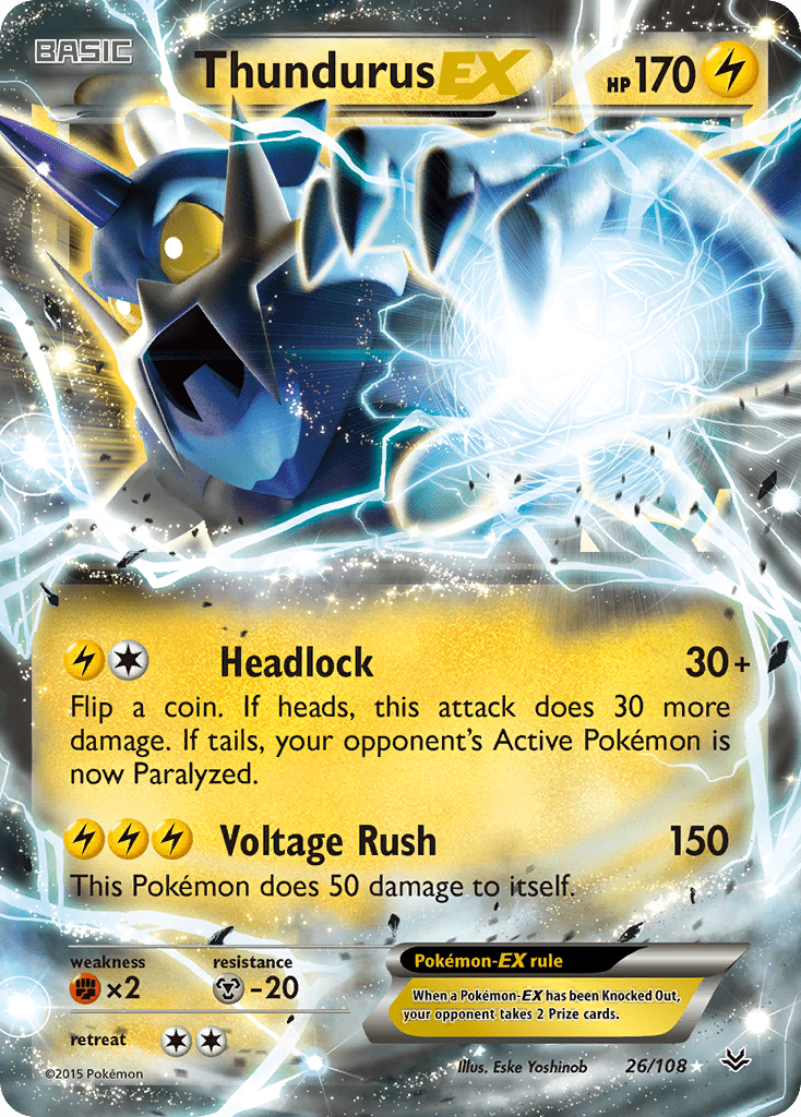 Thundurus-EX xy6-26 Rare Holo EX from Roaring Skies Set