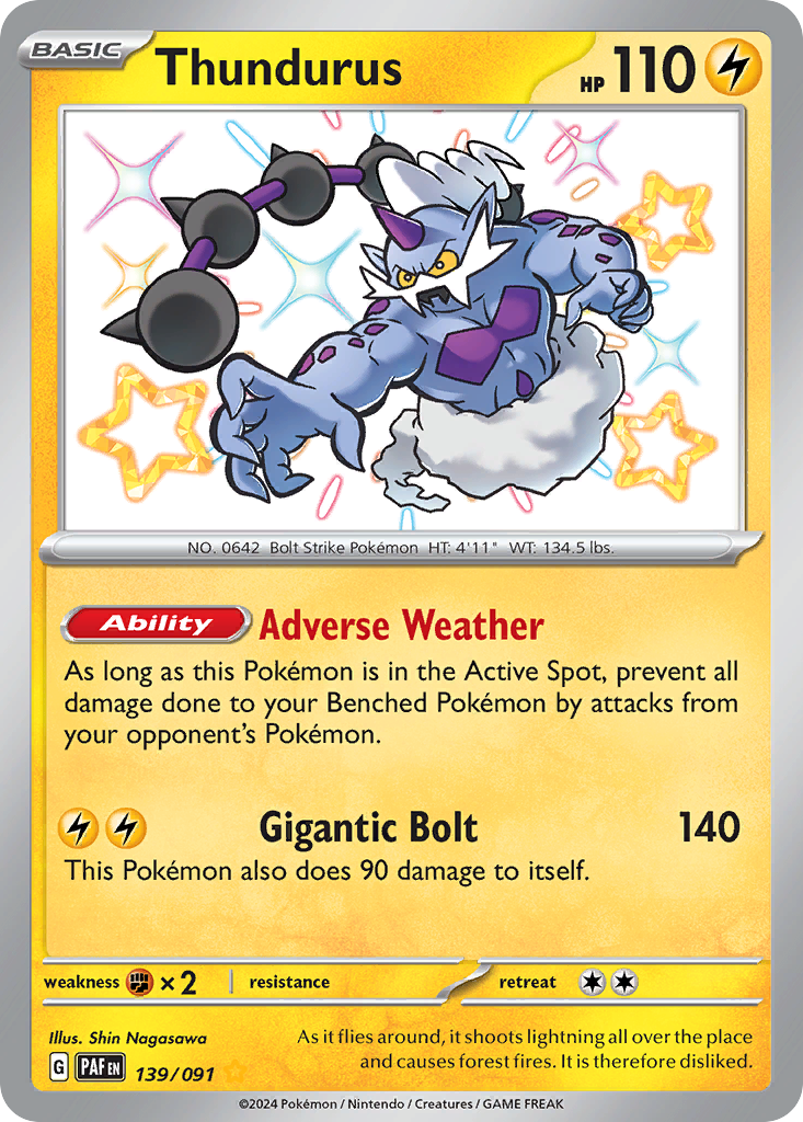 Thundurus sv4pt5-139 Shiny Rare from Paldean Fates Set