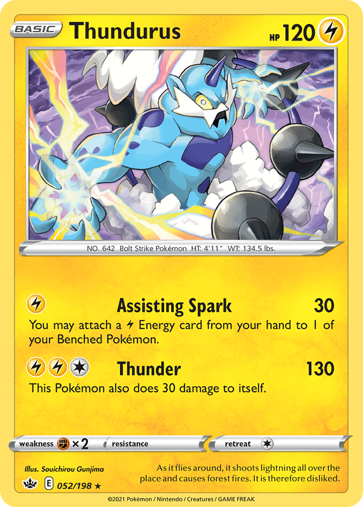 Thundurus swsh6-52 Rare Holo from Chilling Reign Set