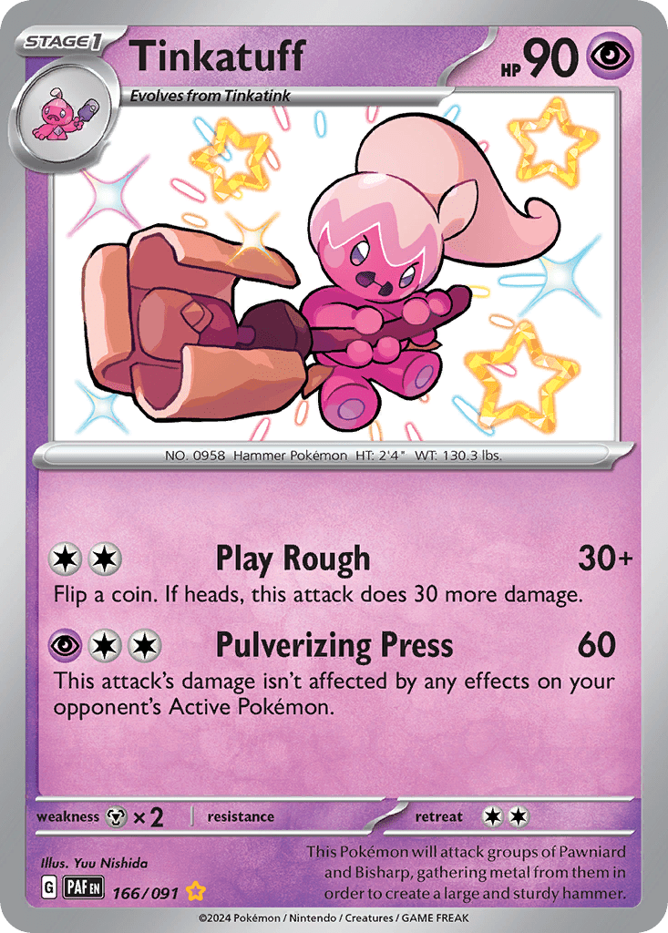 Tinkatuff sv4pt5-166 Shiny Rare from Paldean Fates Set