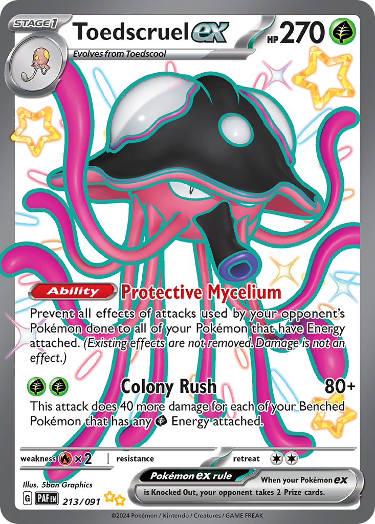 Toedscruel ex sv4pt5-213 Shiny Ultra Rare from Paldean Fates Set