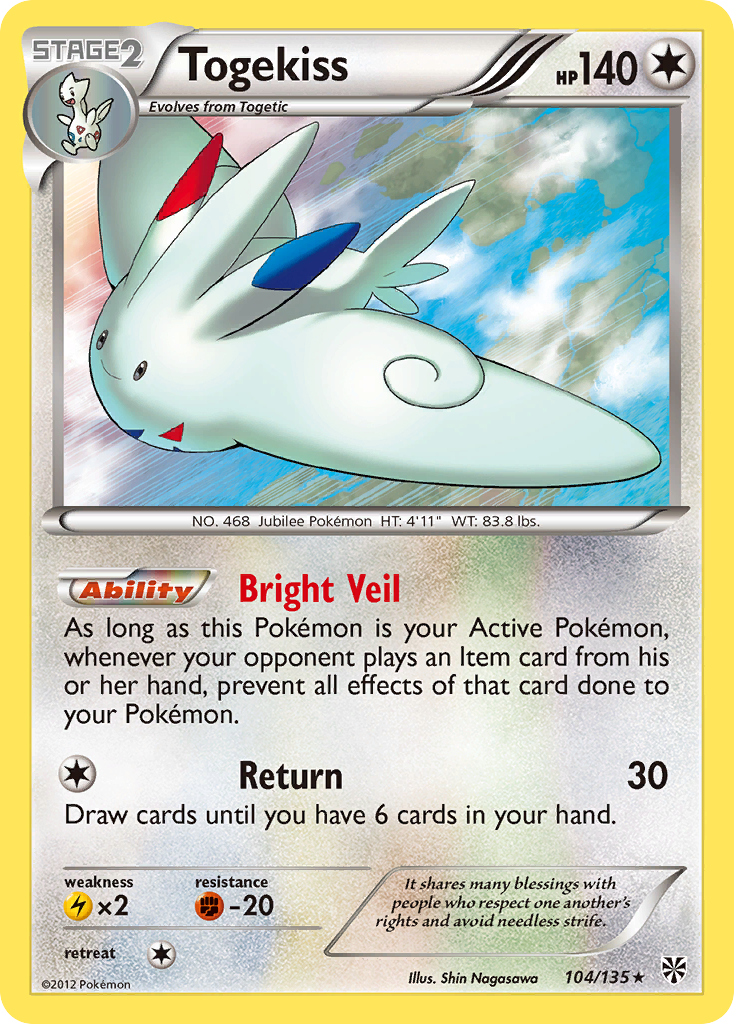 Togekiss bw8-104 Rare Holo from Plasma Storm Set