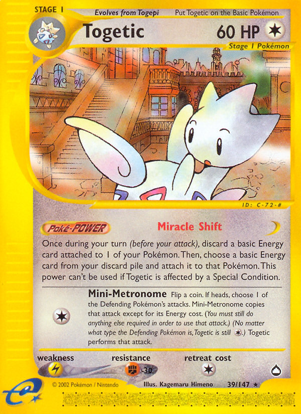 Togetic ecard2-39 Rare from Aquapolis Set