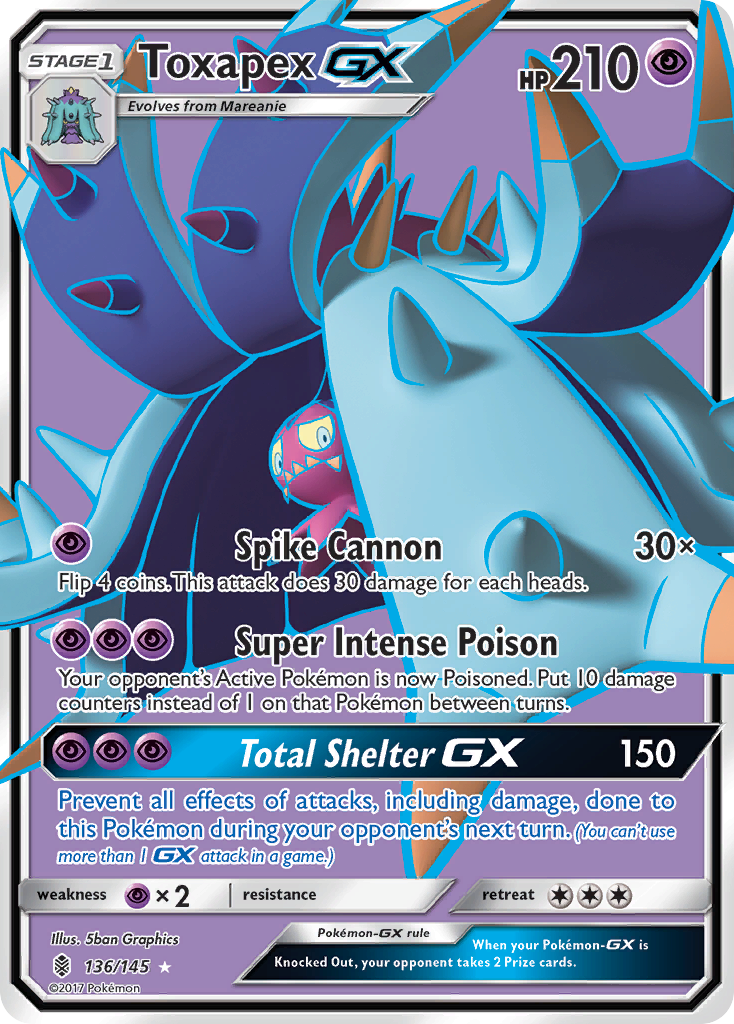 Toxapex-GX sm2-136 Rare Ultra from Guardians Rising Set