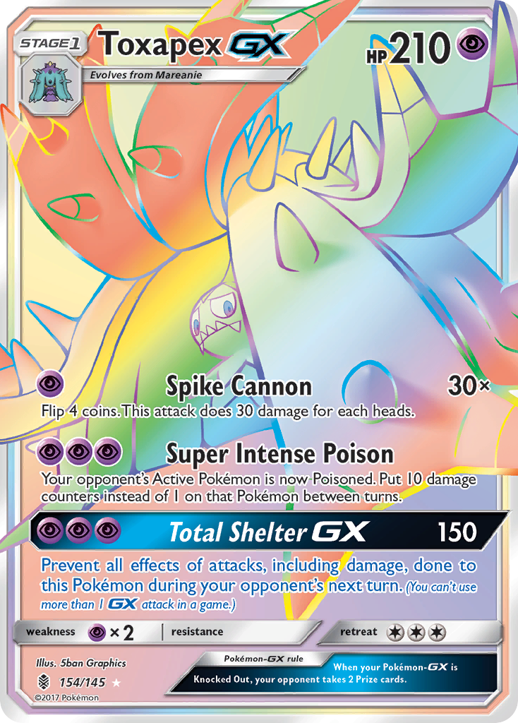 Toxapex-GX sm2-154 Rare Rainbow from Guardians Rising Set