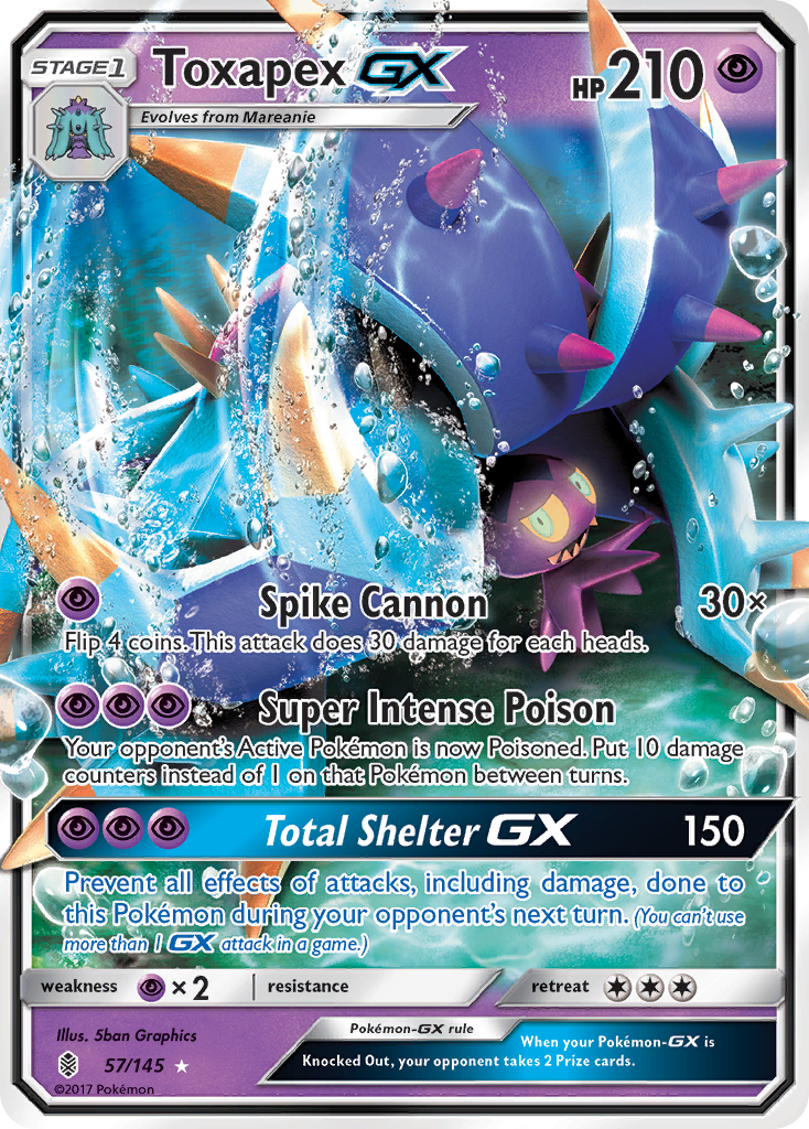 Toxapex-GX sm2-57 Rare Holo GX from Guardians Rising Set