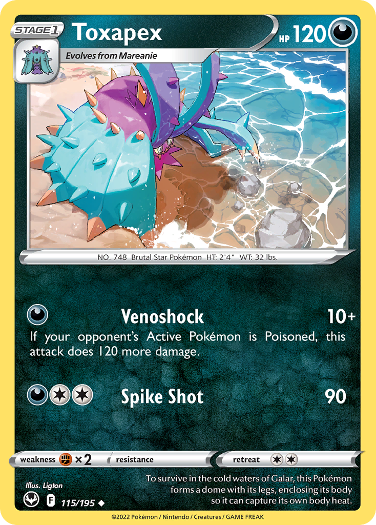 Toxapex swsh12-115 Uncommon from Silver Tempest Set