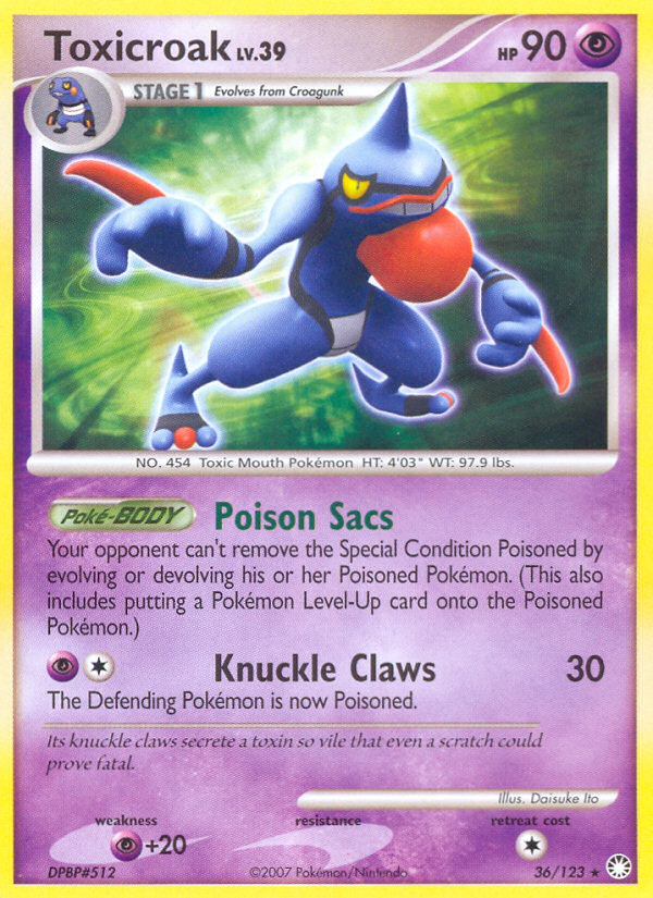 Toxicroak dp2-36 Rare from Mysterious Treasures Set