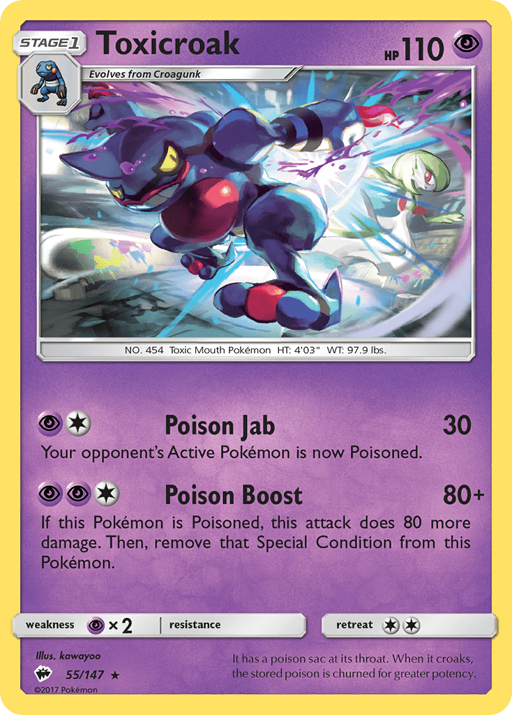 Toxicroak sm3-55 Rare from Burning Shadows Set
