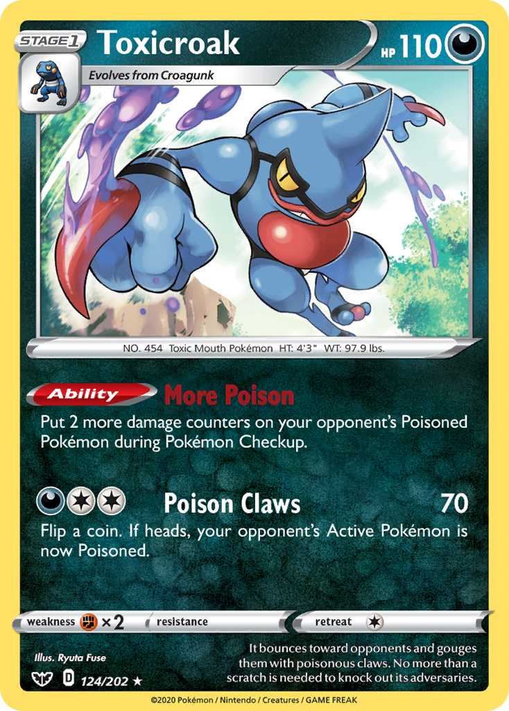 Toxicroak swsh1-124 Rare Holo from Sword & Shield Set