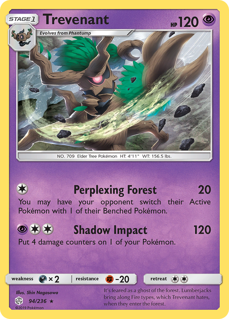 Trevenant sm12-94 Rare from Cosmic Eclipse Set