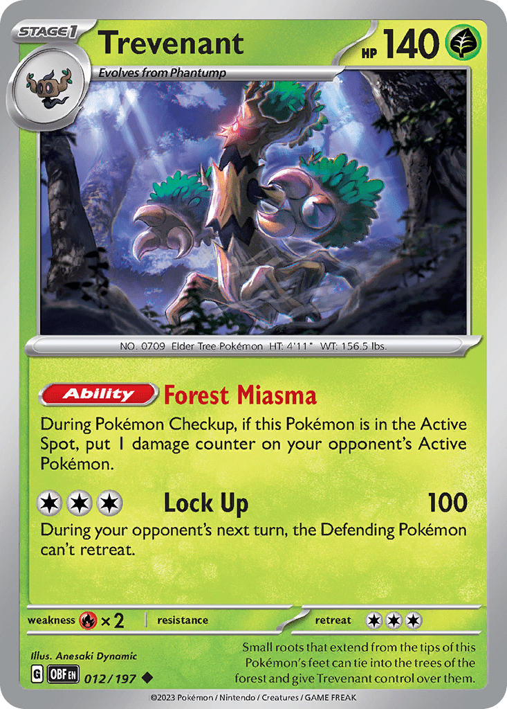 Trevenant sv3-12 Uncommon from Obsidian Flames Set