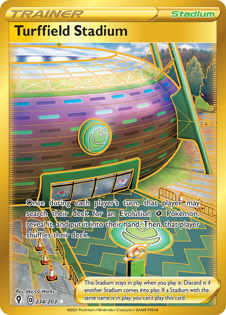 Turffield Stadium swsh7-234 Rare Secret from Evolving Skies Set