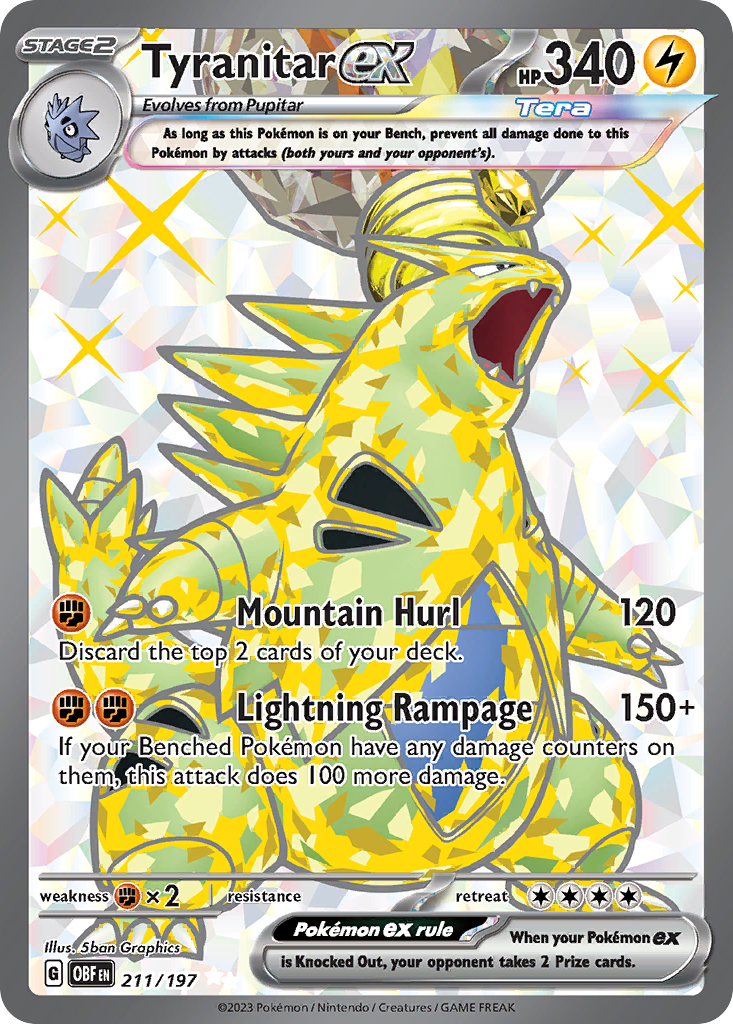 Tyranitar ex sv3-211 Ultra Rare from Obsidian Flames Set