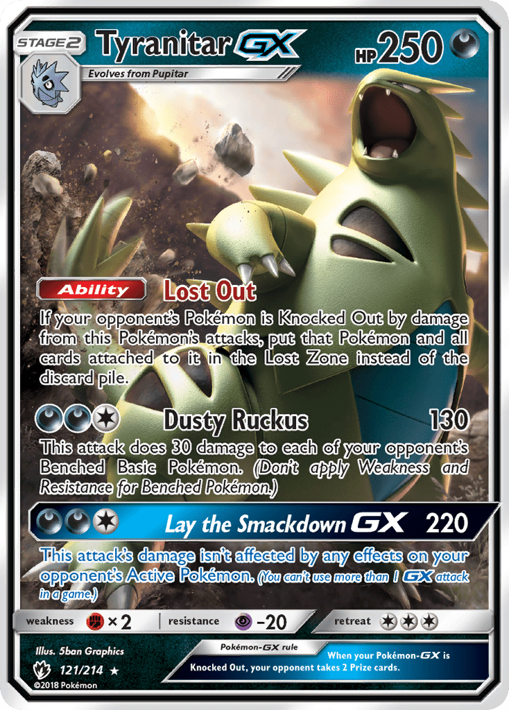 Tyranitar-GX sm8-121 Rare Holo GX from Lost Thunder Set
