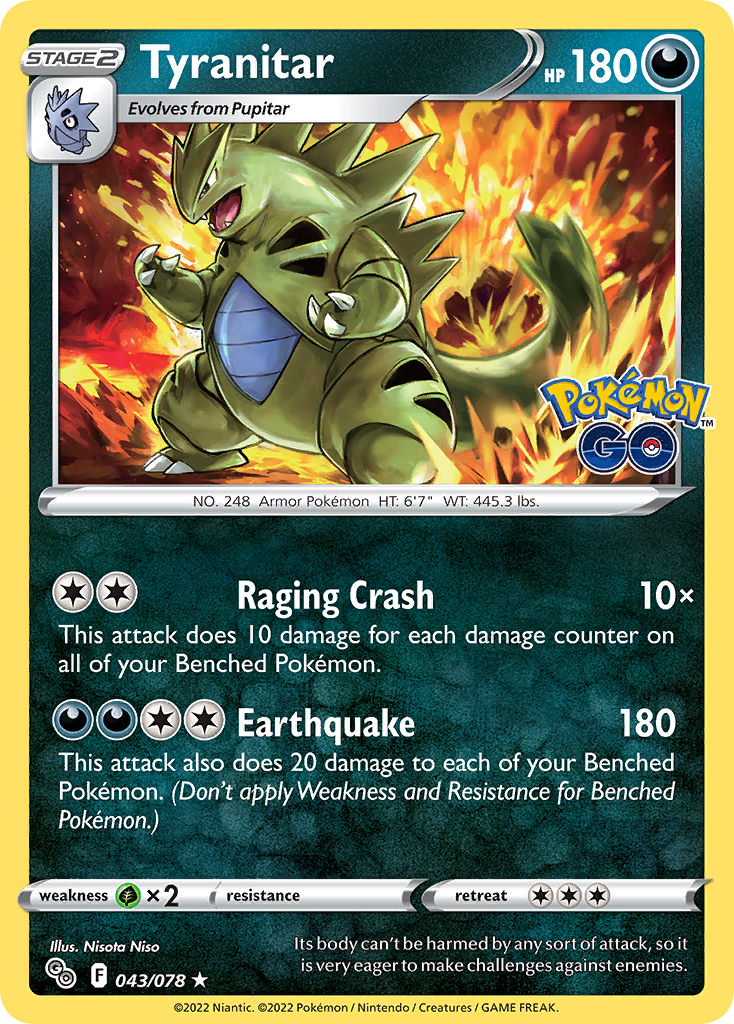 Tyranitar pgo-43 Rare Holo from Pokémon GO Set