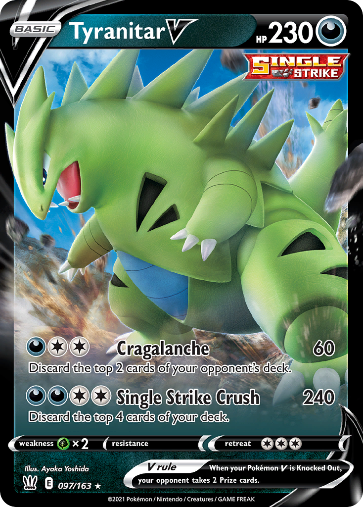 Tyranitar V swsh5-97 Rare Holo V from Battle Styles Set