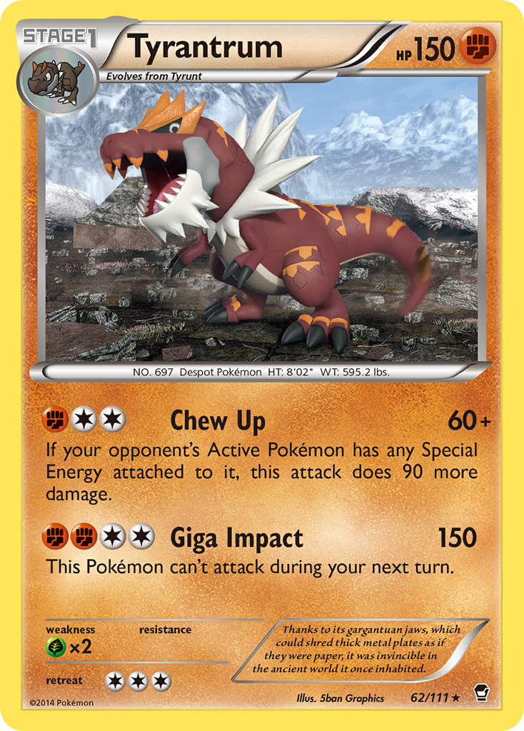Tyrantrum xy3-62 Rare from Furious Fists Set