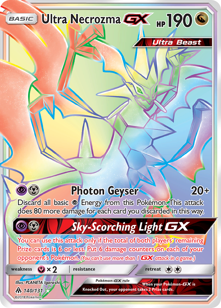 Ultra Necrozma-GX sm6-140 Rare Rainbow from Forbidden Light Set