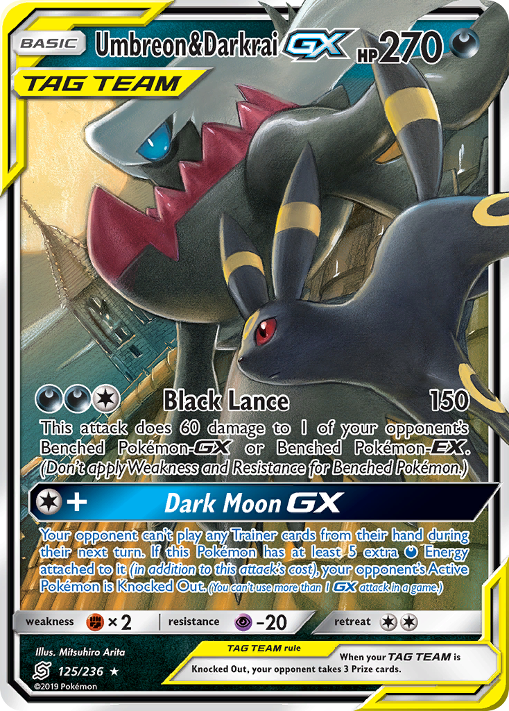 Umbreon & Darkrai-GX sm11-125 Rare Holo GX from Unified Minds Set