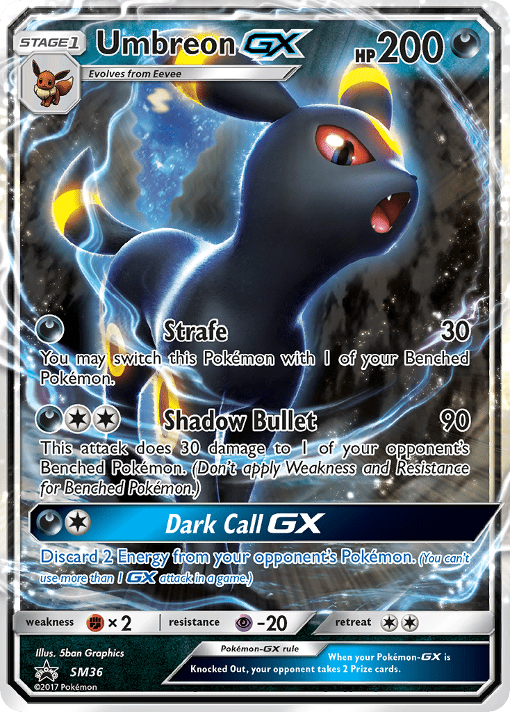 Umbreon-GX smp-SM36 Promo from SM Black Star Promos Set