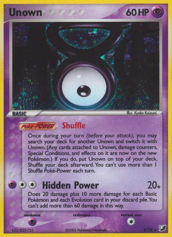 Unown ex10-V Rare from Unseen Forces Set