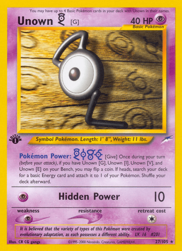 Unown [G] neo4-27 Rare from Neo Destiny Set