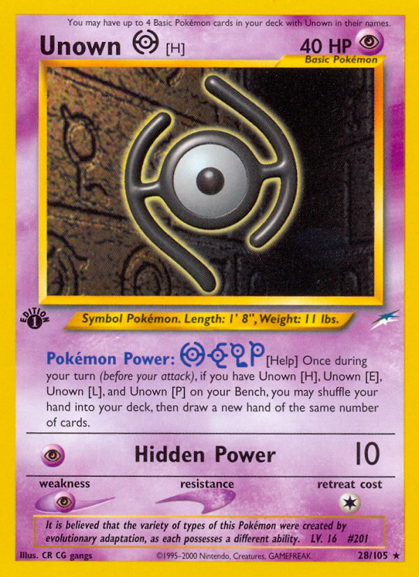 Unown [H] neo4-28 Rare from Neo Destiny Set