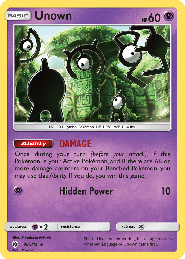 Unown sm8-90 Rare from Lost Thunder Set